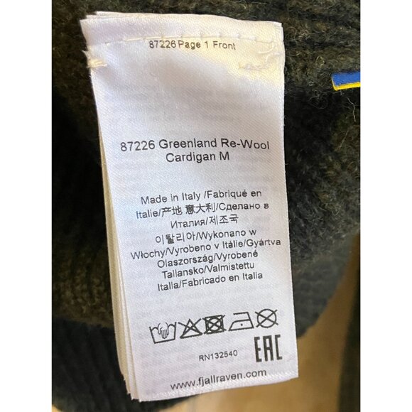 Fjallraven Mens Greenland Re-Wool Cardigan Size Small Green Olive FA EXC - Picture 6 of 12